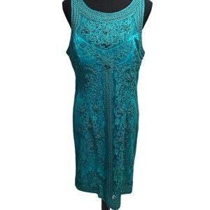 Sue Wong Nocturne Seafoam Green Size 14 Embroidered Lace Cocktail Dress